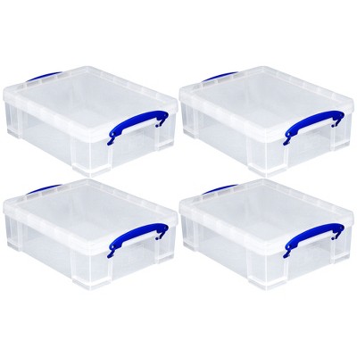 Really Useful Box 17l Plastic Stackable Storage Container W/ Snap Lid &  Built-in Clip Lock Handles For Home & Office Organization, Clear (10 Pack)  : Target