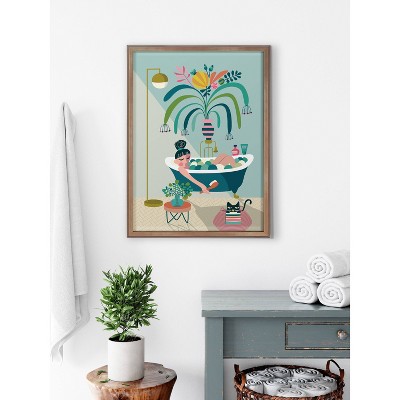 Time to Relax Framed Glass Poster with Gold Accents