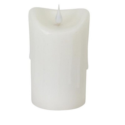 Melrose 5.25" Prelit LED Simplux Dripping Wax Flameless Pillar Candle with Moving Flame - White
