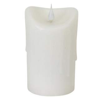 Melrose 5.25"  LED Simplux Dripping Wax Flameless Pillar Candle with Moving Flame - White