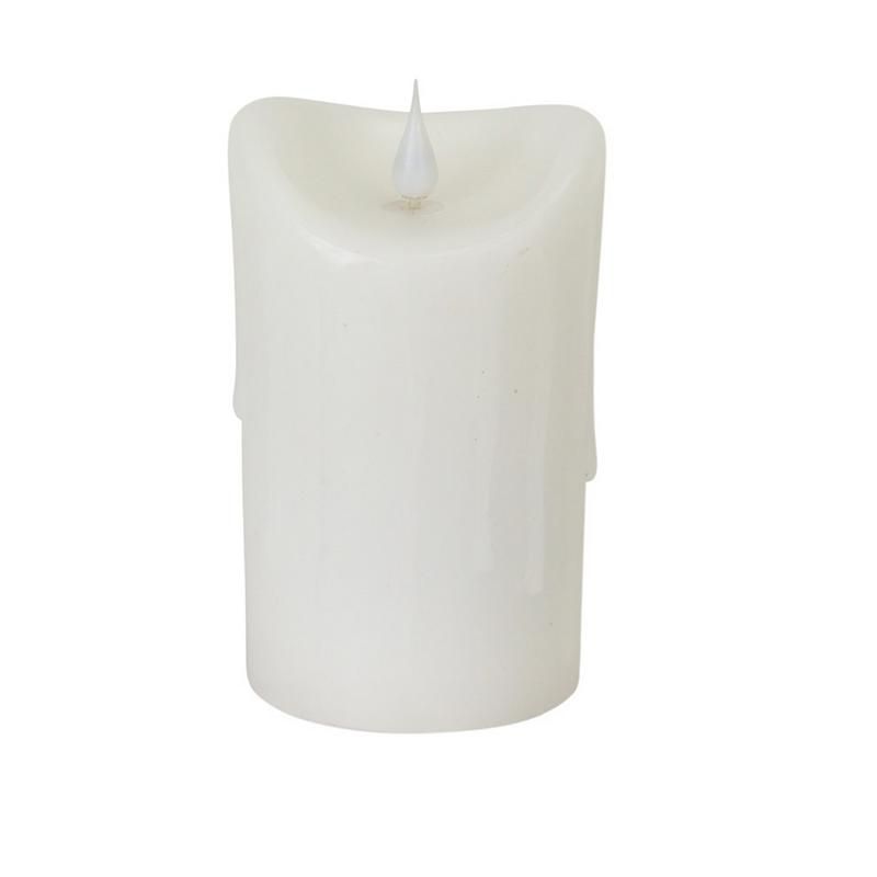 Melrose 5.25"  LED Simplux Dripping Wax Flameless Pillar Candle with Moving Flame - White, 1 of 4