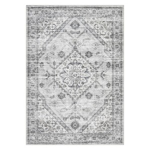 Washable Vintage Oriental Rug Non Slip Low Pile Rug Soft Throw Floor Cover Retro Foldable Indoor Carpet for Living Room Bedroom Playroom Nursery - 1 of 4