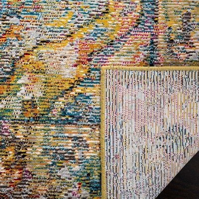 Handmade Light Blue and Orange Synthetic Oriental Area Rug