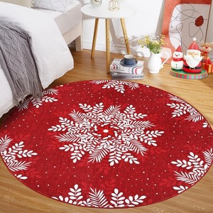 Fulvari Christmas Snowflake Area Rug,Rug Washable Non Slip for Entryway,Mats for Front Door,Bedroom Living Room Laundry Room Indoor - 1 of 4