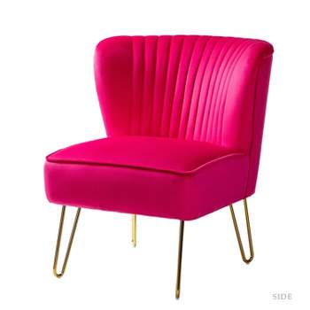 Upholstery Velvet Side Chair with Tufted Back Contemporary and Classic Armless Accent Chair with Metal Base | Karat Home