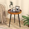 Costway 16" Round End Table Mid-century Modern Coffee Table with Sea Shell Decoration Brown/Green - 2 of 4