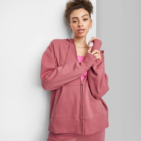 Women's Oversized Zip-up Hoodie - Wild Fable™ Maroon Xl : Target