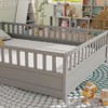 Sapphtopaz Bed Frame Floor Bed with High Guardrails and Door for Kids Wooden Bedroom Furniture, Easy Assembly, Gray - 3 of 4