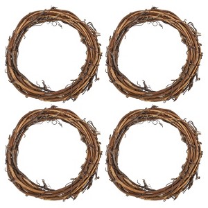 Unique Bargains Metal Door Window Decorations Hoop Round Rattan Wreaths 4 Pcs - 1 of 4