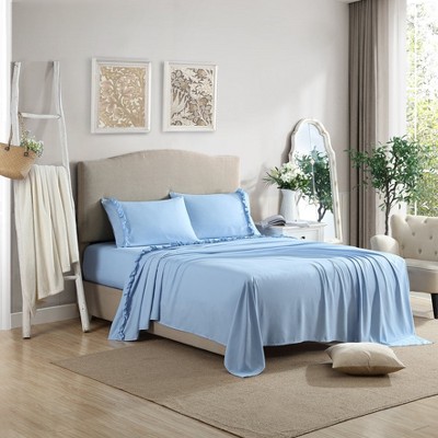 Taupe Twin Microfiber Ruffle Hem Sheet Set