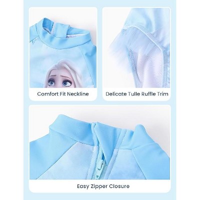Frozen Disney Frozen Kids Colorblock Summer One Piece Rash Guards Elsa Blue 4T-5T — фото 4