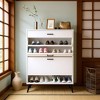 Hooseng Wooden Shoe Cabinet with 2 Flip Drawers, Modern Shoe Storage Organizer Unit with Adjustable Panel, Holds 12 Pairs of Shoes, Freestanding - 4 of 4