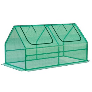 Aoodor Mini Greenhouse with 2 Zipper Doors, Portable Garden Greenhouse with Roll-up Zipper Doors, UV-Protected for Outdoor Plants, 4'x2'x2' - 1 of 4