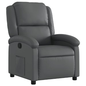 vidaXL Gray Faux Leather Manual Recliner Chair - Wingback Reclining Armchair for Elderly with Side Pocket and Padded Support - 1 of 4