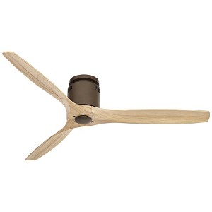52" Casa Vieja Rustic Farmhouse 3 Blade Indoor Hugger Ceiling Fan with Remote Control Oil Rubbed Bronze Natural Wood for Living Kitchen Dining Room - 1 of 4