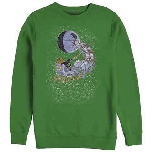 Men s Star Wars Darth Vader Santa s Sleigh Sweatshirt Kelly Green Small