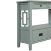 ORRD 36" Farmhouse Pine Console Table with 4 Drawers & Shelf, Entryway Sofa Table for Living Room, Bedroom, Hallway (Blue) - 3 of 4