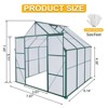 73.75"8X6FT-Green Double Door Polycarbonate Greenhouse Raised Base and Anchor Aluminum Heavy Duty Walk-in Greenhouses - 3 of 4