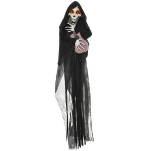 SEVOBAL Party Decorations and Accessories 4.3' Animated Guitar Playing Grim Reaper Halloween Durable Realistic Outdoor Yard, Black, 20"*9.1"*51.2" - 1 of 4