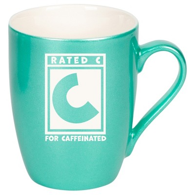 100 North Seafoam Metallic Finish, 10 Ounce, Comfortably Fits Your Hands, New Bone China Coffee Tea Cup Mug, Rated C For Caffeinated