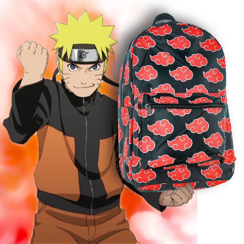 Naruto Shippuden Akatsuki Red Clouds All Over Print School Travel Laptop Backpack Black, 4 of 6
