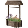 Outsunny Wooden Wishing Well Raised Garden Bed, Ornamental Outdoor Flower Planter for flowers, herbs, vegetables, Rustic Brown - 4 of 4