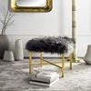 Horace Faux Sheepskin X Square Bench - Grey - Safavieh - 2 of 4