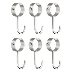 Unique Bargains Stainless Steel Anti-Rust Adjustable Closet Pipe Rod Hooks 6 Pcs - 1 of 3