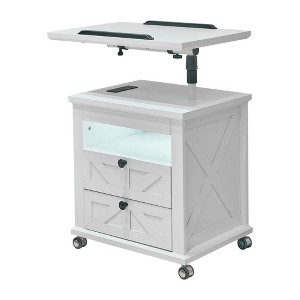 Resenkos Lift Top Desk Cart, Mobile Rolling Table, Wood Storage Cabinet with Drawers, Adjustable Height Utility Cart, - 1 of 4