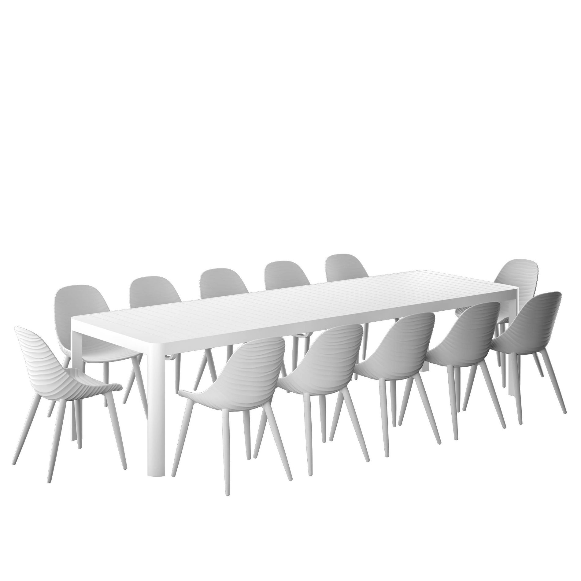 Amazonia Copa 13pc Aluminum Rectangular Extendable Patio Dining Set White