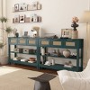 ORRD 43.3” Farmhouse Sofa Table with 3 Drawers & 2 Shelves, Entryway Console Table with Rattan Design, Adjustable Shelf & Anti-Tip Strap - 3 of 4