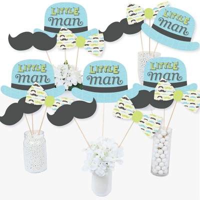 Big Dot of Happiness Dashing Little Man Mustache Party - Baby Shower or Birthday Party Centerpiece Sticks - Table Toppers - Set of 15