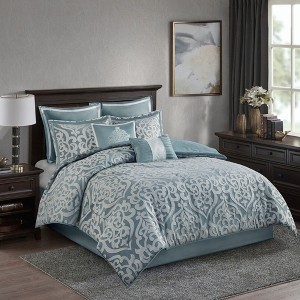 8Pcs Comforter Set, Solid Bedding Set, Microfiber Bed Comforter - 1 of 4