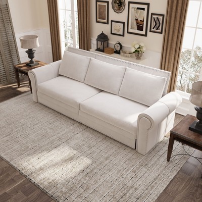 NicBex Couches for Living Room Versatile Foldable Sofa Bed Velvet Pull-out Loveseat Sofa Adjustable Back with USB Port and Swivel Phone Stand