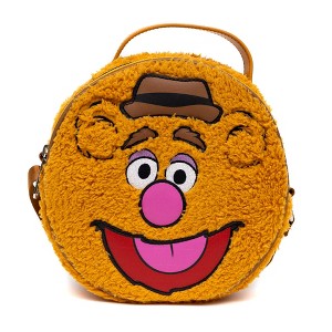 Disney Bag, Crossbody, Round, The Muppets Fozzie Bear Face Character Close Up Faux Fur, Brown, Vegan Leather - 1 of 4