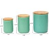 Storied Home Farmhouse Stoneware Canisters with Honeycomb Design and Bamboo Lids, Mint Green and Natural, Set of 3 Sizes - 2 of 4