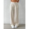 Women's Casual Cotton Linen Straight Leg Pants with Pockets Boho Palazzo High Waisted Drawstring Lounge Trousers - 4 of 4