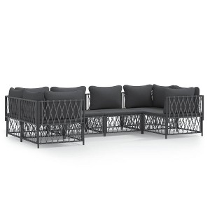 vidaXL Patio Lounge Set, Steel and Woven Fabric, Anthracite, Modular Design, Weather-Resistant, Easy Assembly, 6 Pieces with Cushions Included - 1 of 4