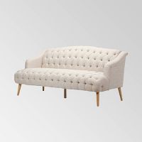 CKH Adelia Modern 3-Seat Tufted Fabric Sofa (Beige + Natural Finish)