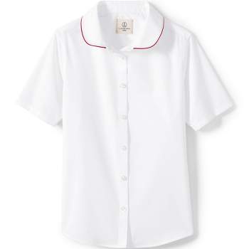 Lands' End School Uniform Kids Piped Peter Pan Collar Broadcloth Shirt