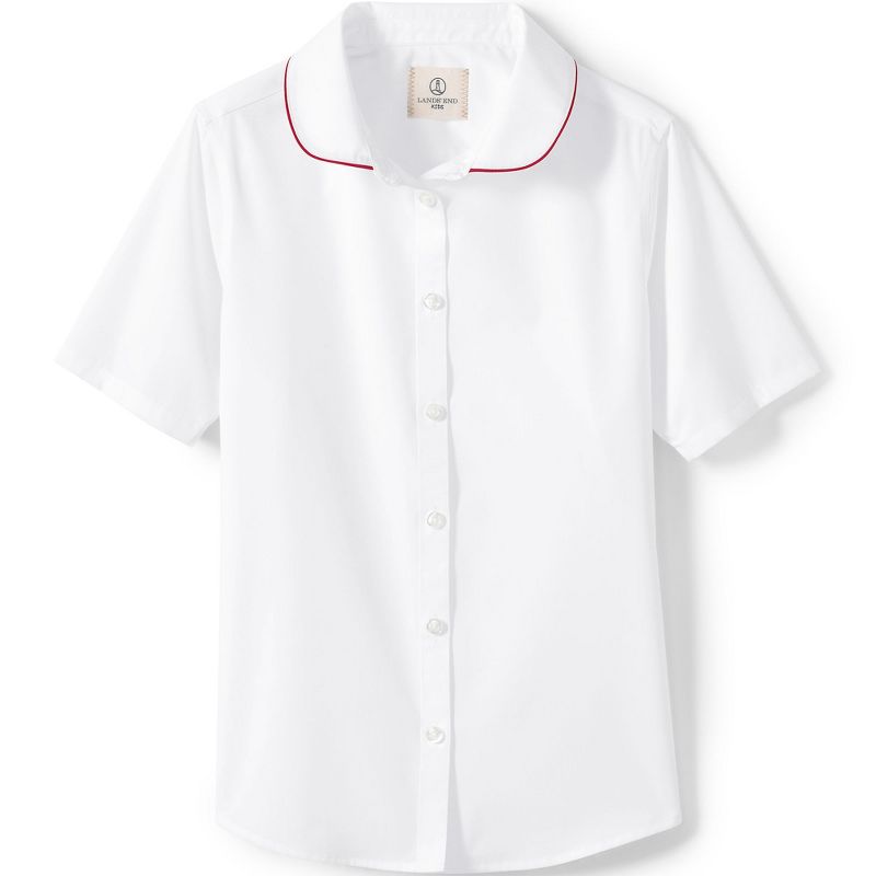 Lands' End School Uniform Kids Piped Peter Pan Collar Broadcloth Shirt, 1 of 6