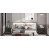 FUFU&GAGA Black Modern Nightstand Stylish Bedroom Storage Bedside Dresser with Golden Accents - 4 of 4