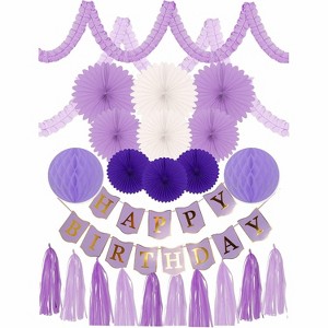 Meant2tobe Happy Birthday Decoration - Purple- 24 Pieces - 1 of 4