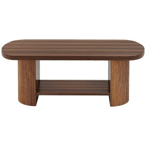 Resenkos Center Coffee Table, Living Room Table,45" Coffee Table, Modern Oval 2-Tier Center Table With Storage Brown - 1 of 1