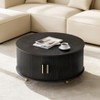 TiramisuBest Round 31.5" Modern Coffee Table with Sliding Tambour Door,Accent Coffee Table with Storage,Coffee Center Table for Living, Black - 2 of 4