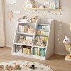 INFURNIC Decorative Bookshelf Kids Wooden Book Storage Children Bookcase with Sling Pockets for Nursery Playroom, White, 35.5"*15.8"*31.5" - 2 of 4