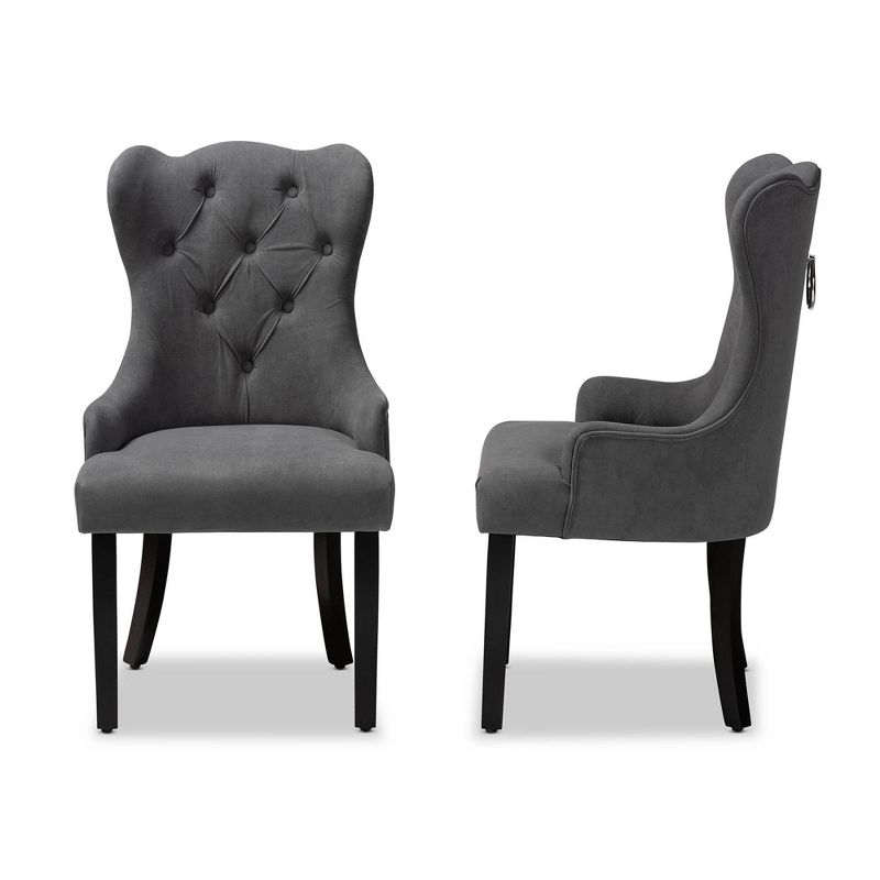 Set of 2 Fabre Fabric Upholstered and Wood Dining Chairs - Baxton Studio, 4 of 11