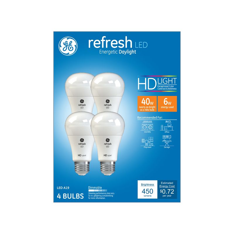 GE 4pk 5.5W 40W Equivalent Refresh LED HD Light Bulbs, 1 of 4