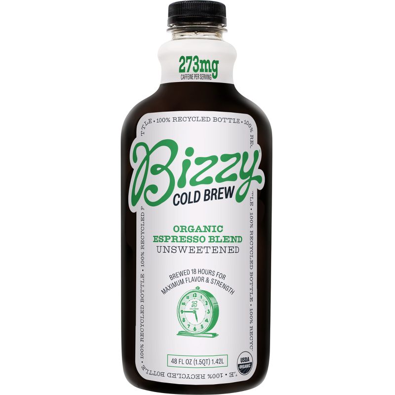 Bizzy Organic Espresso Blend Unsweetened Cold Brew Coffee - 48 fl oz, 1 of 6