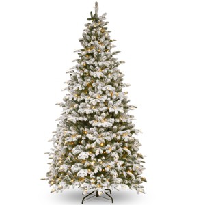 9' Prelit Flocked Everest Fir Artificial Christmas Tree Clear Lights - National Tree Company - 1 of 3
